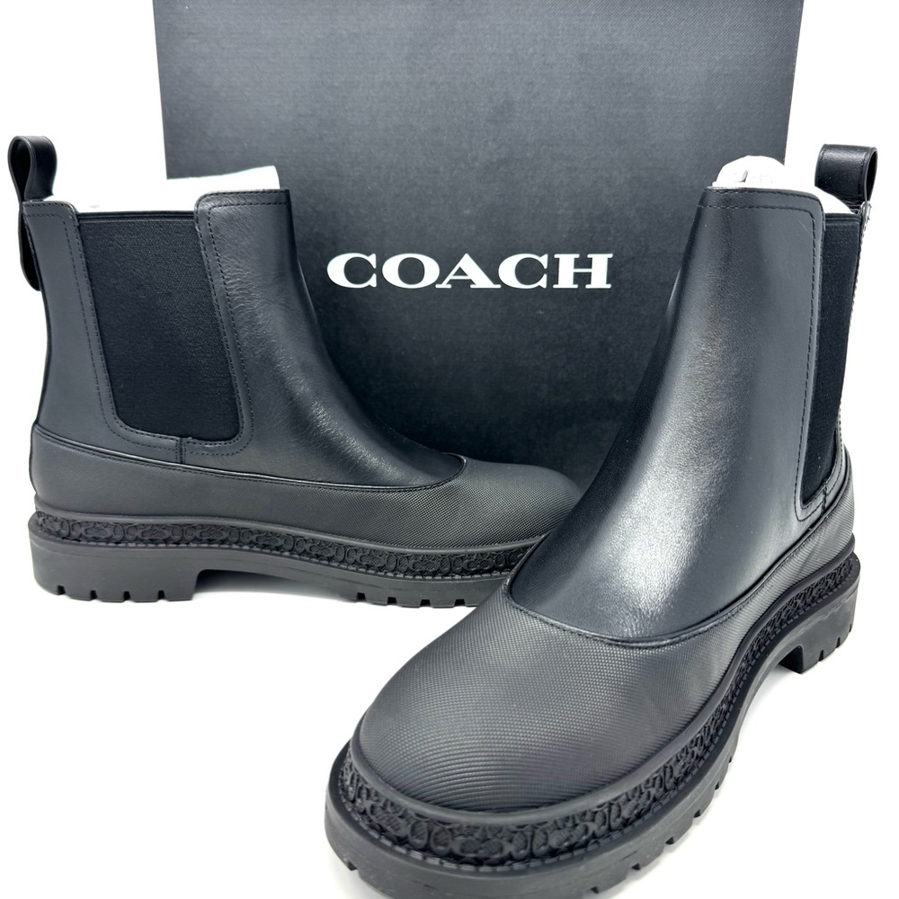Brand New Coach Carver Chelsea Boots - Men's Size 9D - Black Leather